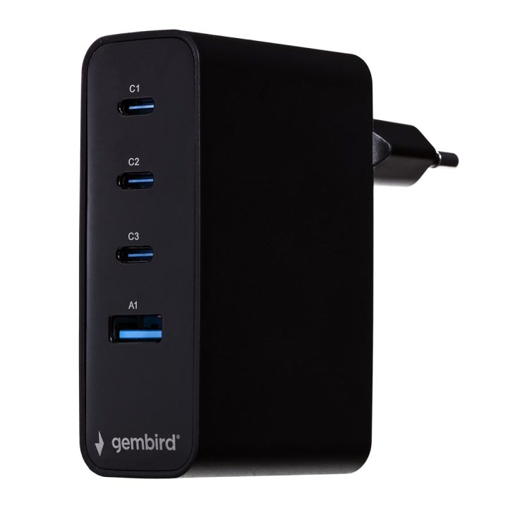 Gembird TA-UC-PDQC100LCD-01-BK mobile device charger Laptop Smartphone Black AC Fast charging Indoor