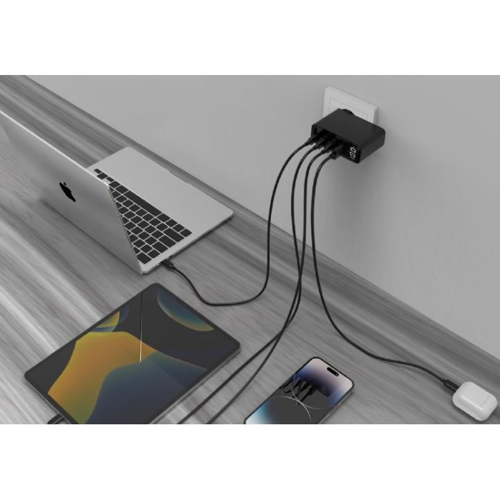 Gembird TA-UC-PDQC100LCD-01-BK mobile device charger Laptop Smartphone Black AC Fast charging Indoor