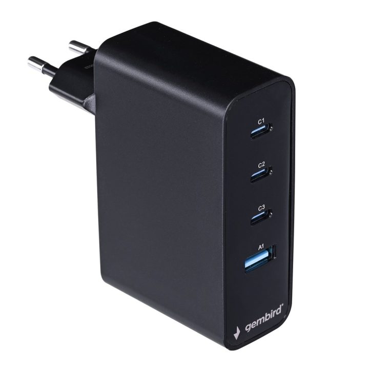Gembird TA-UC-PDQC100LCD-01-BK mobile device charger Laptop Smartphone Black AC Fast charging Indoor