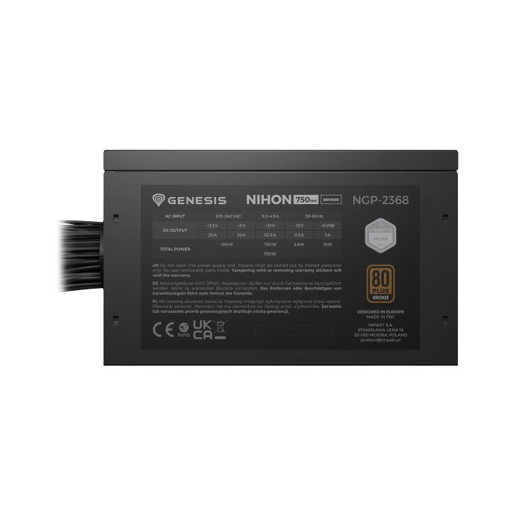 GENESIS Nihon 750NM power supply unit 750 W 20+4 pin ATX ATX Black