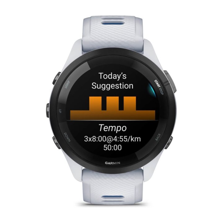 Garmin Forerunner 265 3.3 cm (1.3 ) AMOLED 46 mm Digital 416 x 416 pixels Touchscreen Black White Wi-Fi GPS (satellite)