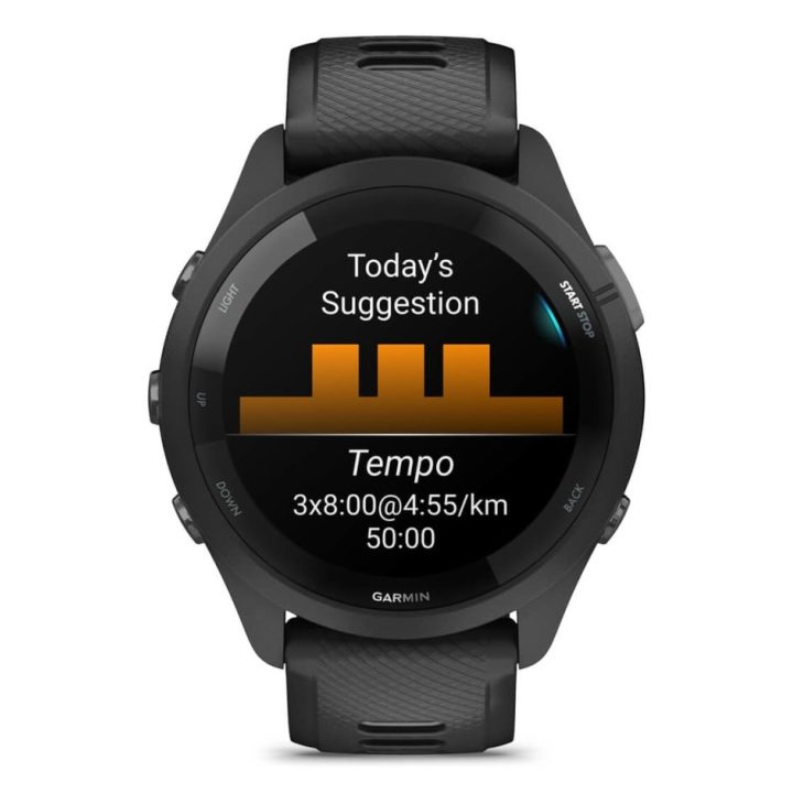 Garmin Forerunner 265 3.3 cm (1.3 ) AMOLED 46 mm Digital 416 x 416 pixels Touchscreen Black Wi-Fi GPS (satellite)