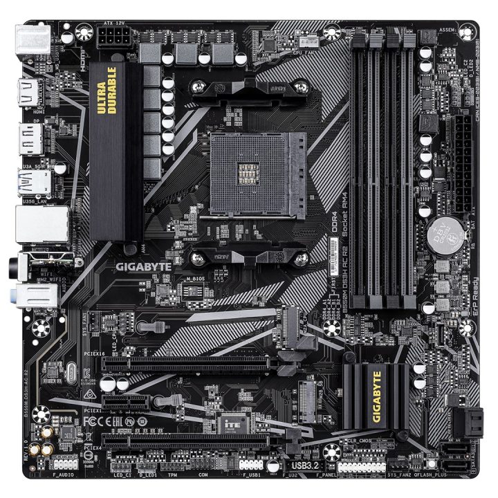 GIGABYTE B550M DS3H AC R2 Motherboard - AMD Ryzen 5000 CPUs 5+3 Phases VRM up to 4733MHz DDR4 (O.C.) 1xPCIe 4.0 + 1xPCIe 3.0 M.2