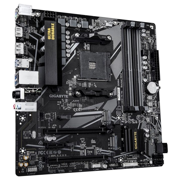 GIGABYTE B550M DS3H AC R2 Motherboard - AMD Ryzen 5000 CPUs 5+3 Phases VRM up to 4733MHz DDR4 (O.C.) 1xPCIe 4.0 + 1xPCIe 3.0 M.2