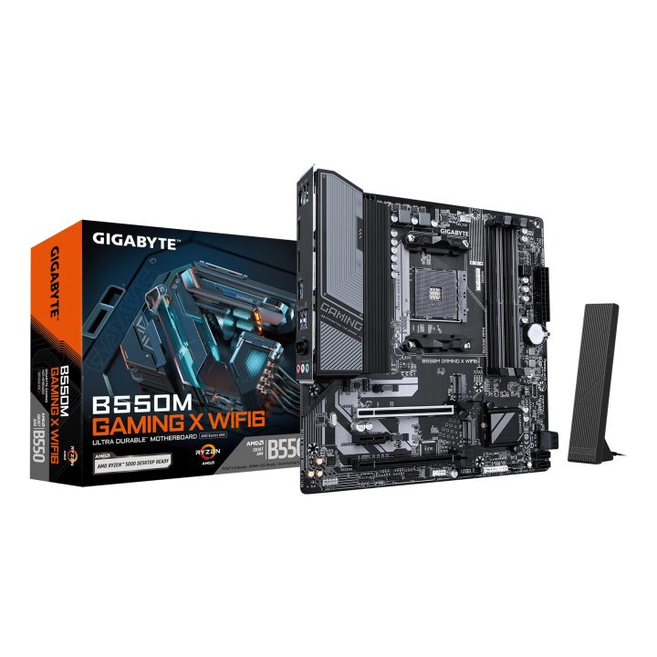 GIGABYTE B550M GAMING X WIFI6 Motherboard - AMD Ryzen 5000 CPUs 5+3 Phases VRM up to 3200MHz DDR4 1xPCIe 4.0 + 1xPCIe 3.0 M.2 Wi