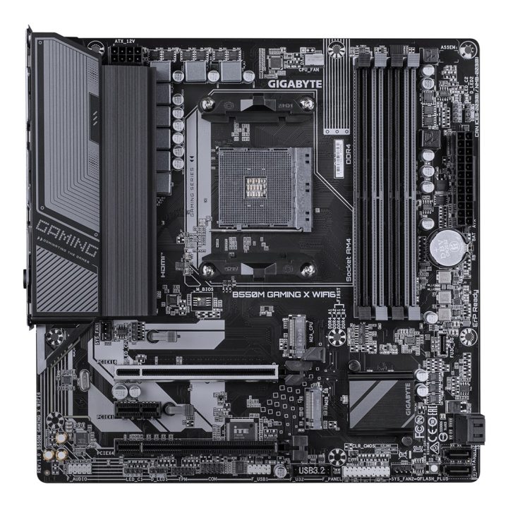 GIGABYTE B550M GAMING X WIFI6 Motherboard - AMD Ryzen 5000 CPUs 5+3 Phases VRM up to 3200MHz DDR4 1xPCIe 4.0 + 1xPCIe 3.0 M.2 Wi