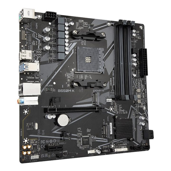 GIGABYTE B550M K Motherboard - AMD Ryzen 5000 CPUs up to 4733MHz DDR4 1xPCIe 4.0 + 1xPCIe 3.0 M.2 1GbE LAN USB 3.2 Gen 1