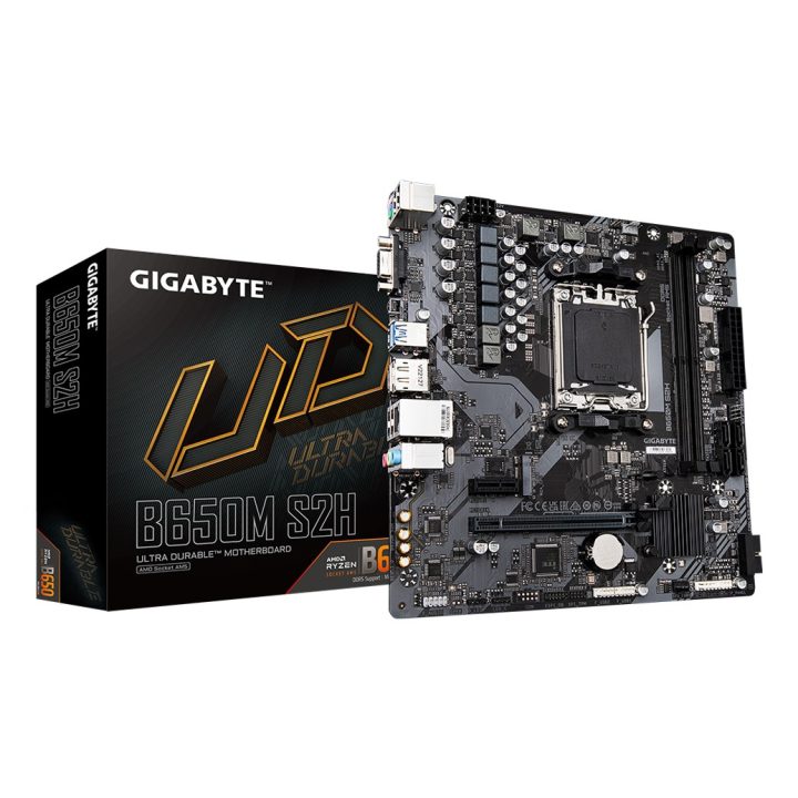 GIGABYTE B650M S2H Motherboard - AMD Ryzen 9000 Series CPUs 5+2+2 Phases VRM up to 6400MHz DDR5 (OC) 1xPCIe 4.0 M.2 GbE LAN USB