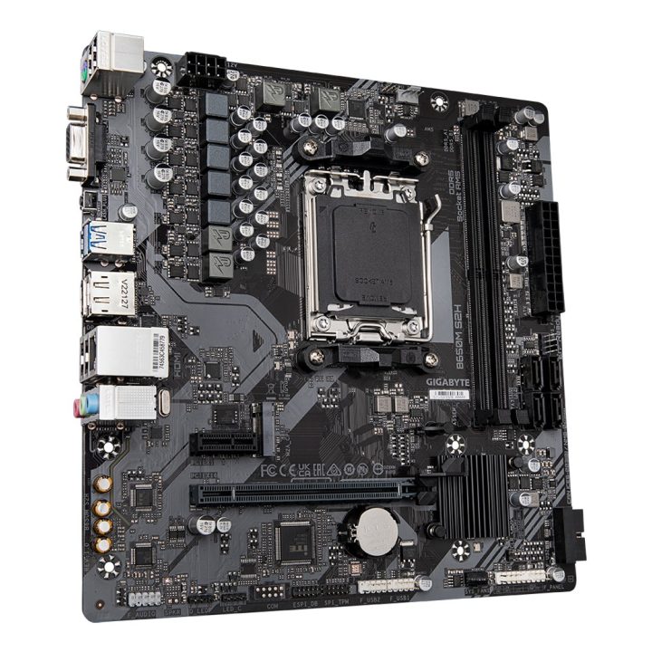 GIGABYTE B650M S2H Motherboard - AMD Ryzen 9000 Series CPUs 5+2+2 Phases VRM up to 6400MHz DDR5 (OC) 1xPCIe 4.0 M.2 GbE LAN USB