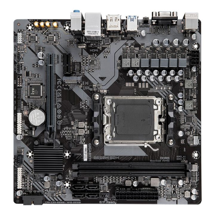 GIGABYTE B650M S2H Motherboard - AMD Ryzen 9000 Series CPUs 5+2+2 Phases VRM up to 6400MHz DDR5 (OC) 1xPCIe 4.0 M.2 GbE LAN USB