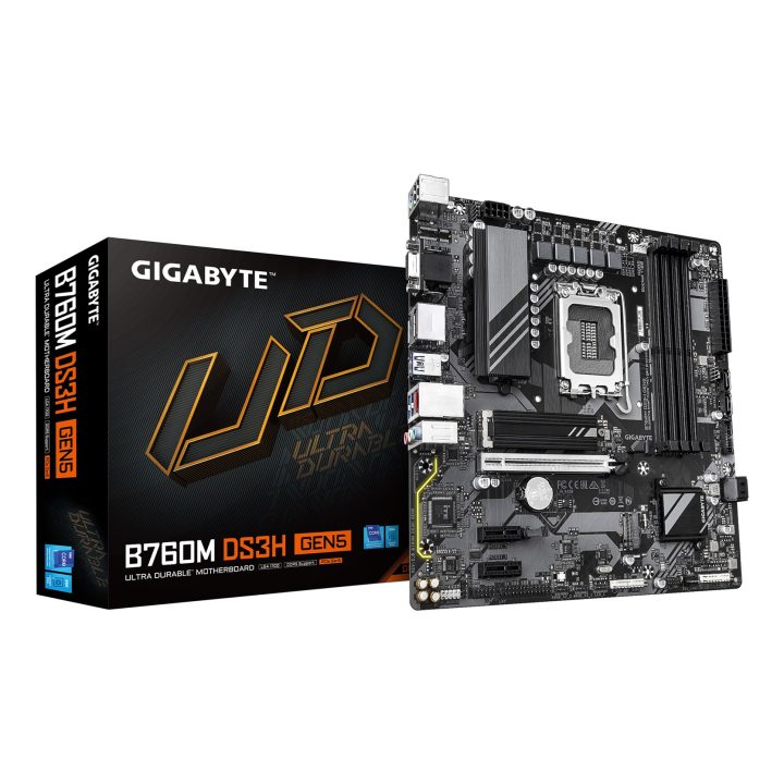 GIGABYTE B760M DS3H GEN5 Motherboard - Supports Intel Core 14th Gen CPUs 6+2+1 Phases Digital VRM up to 5600MHz DDR5 2xPCIe 4.0
