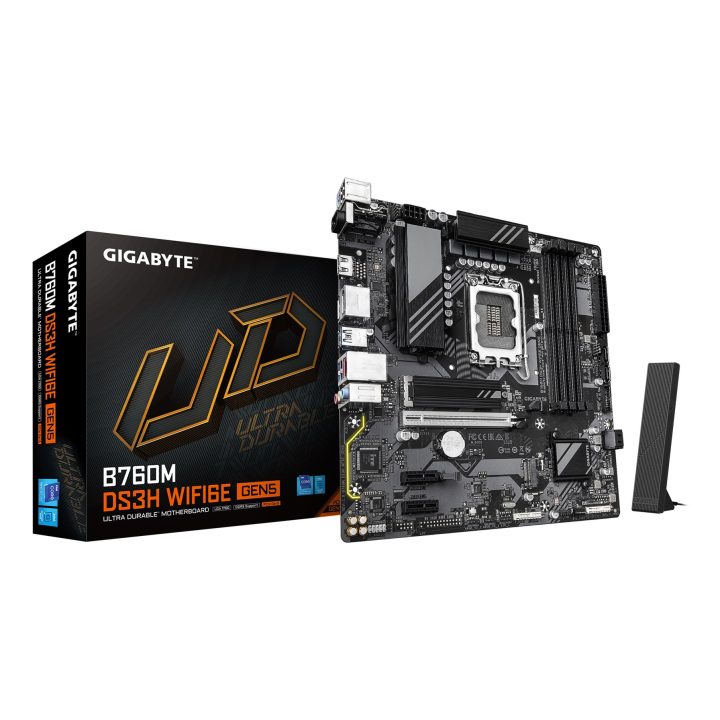 GIGABYTE B760M DS3H WIFI6E GEN5 Motherboard - Supports Intel Core 14th Gen CPUs 6+2+1 Phases Digital VRM up to 5600MHz DDR5 2xPC