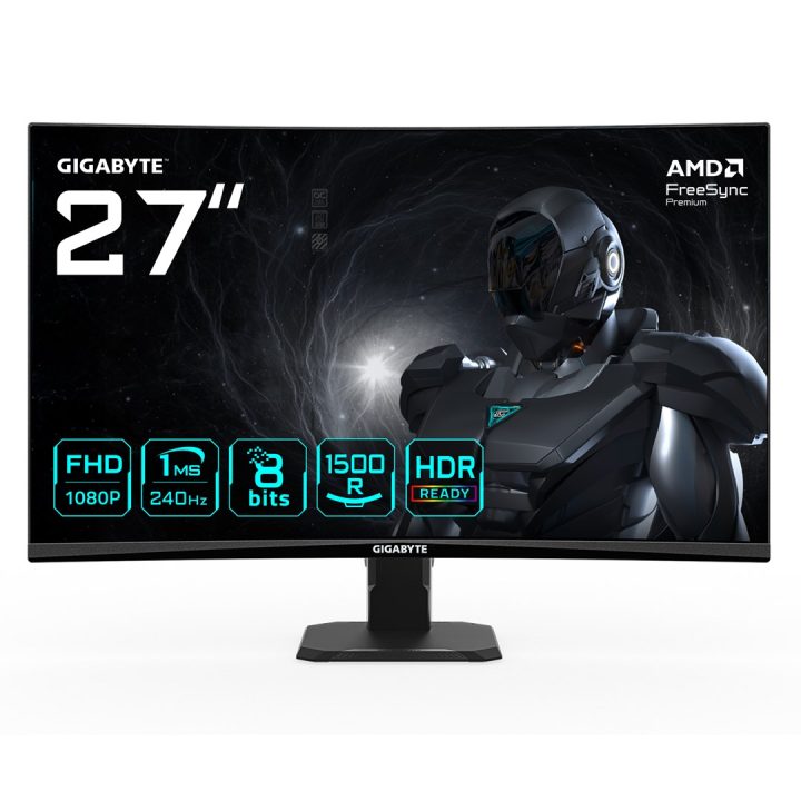 GIGABYTE GS27FC2 27 FHD Curved Gaming Monitor - 1920 x 1080 240Hz 1 350 cd/m2 HDR Ready HDMI 2.0 Displayport 1.4