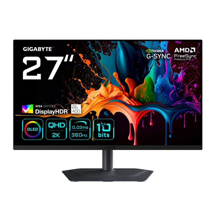 GIGABYTE MO27Q3 27” OLED QHD Gaming Monitor - 2560 x 1440 360Hz 0.03ms 250 cd/m2 G-Sync Compatible FreeSync Premium Pro Display