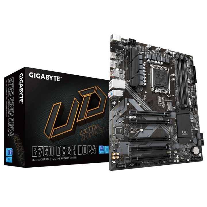 Gigabyte B760 DS3H DDR4 Motherboard - Supports Intel Core 14th CPUs 18+2+1 Phases Digital VRM up to 5333MHz DDR4 (OC) 2xPCIe 4.0