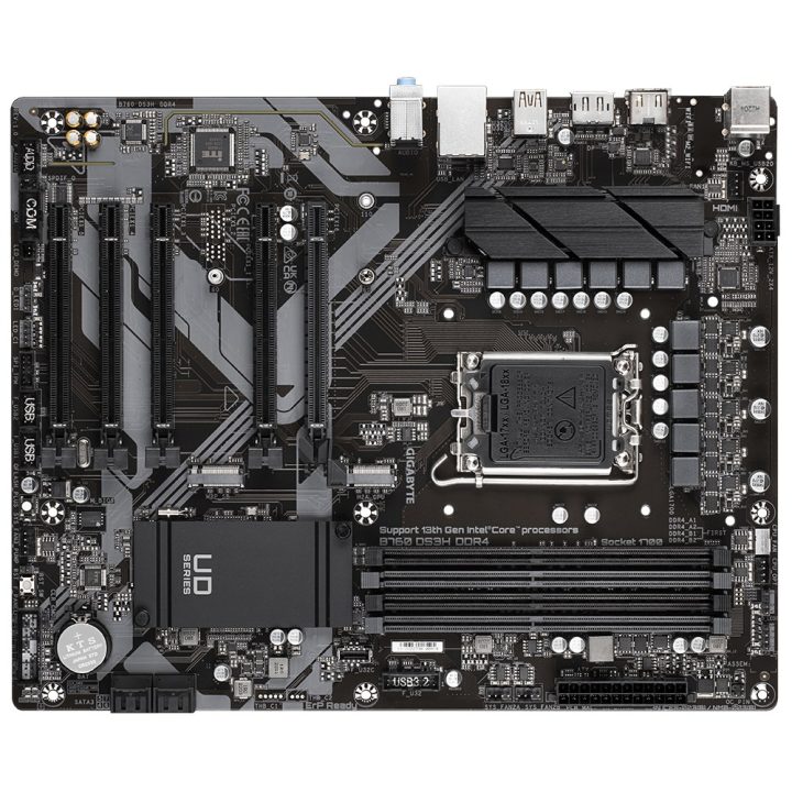 Gigabyte B760 DS3H DDR4 Motherboard - Supports Intel Core 14th CPUs 18+2+1 Phases Digital VRM up to 5333MHz DDR4 (OC) 2xPCIe 4.0