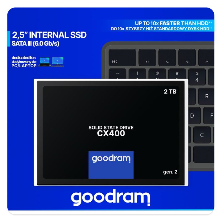 Goodram CX400 SSDPR-CX400-02T-G2 2 TB 2.5 Serial ATA III 3D NAND