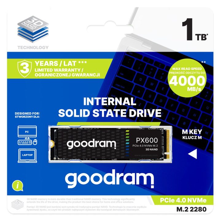 Goodram SSDPR-PX600-2K0-80 internal solid state drive 2 TB M.2 PCI Express 4.0 NVMe 3D NAND