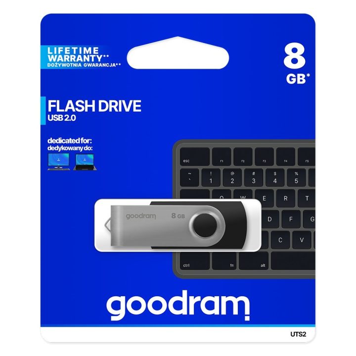Goodram UTS2 USB flash drive 8 GB USB Type-A 2.0 Black Silver