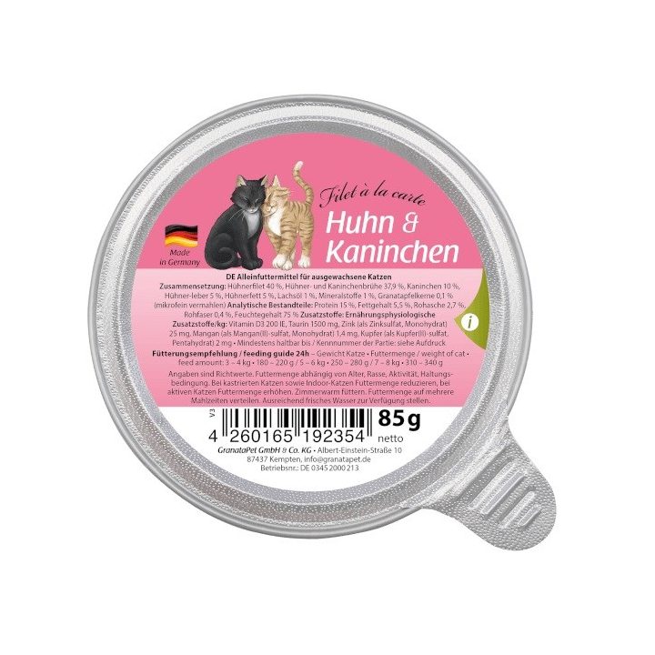 GRANATAPET Filet á la carte Chicken with rabbit - wet cat food - 85g