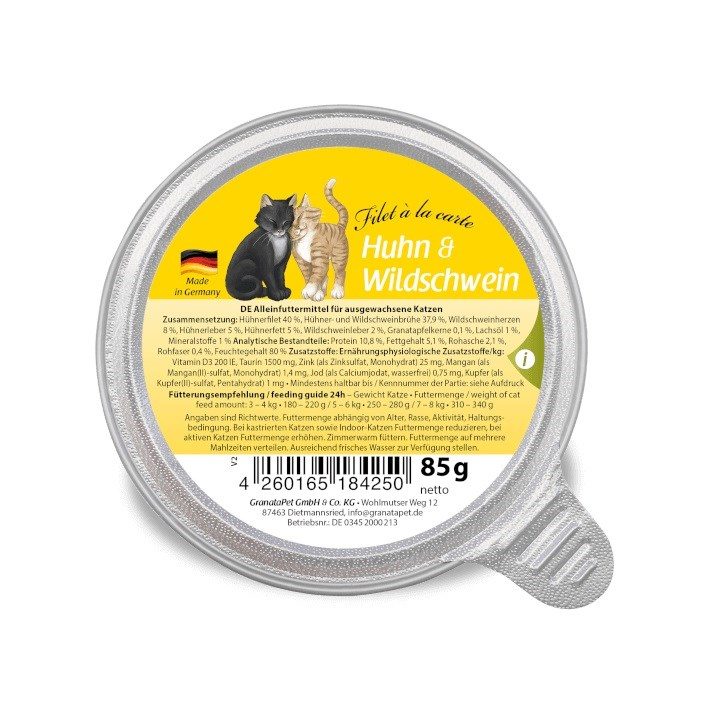 GRANATAPET Filet á la carte Chicken with wild boar - wet cat food - 85g