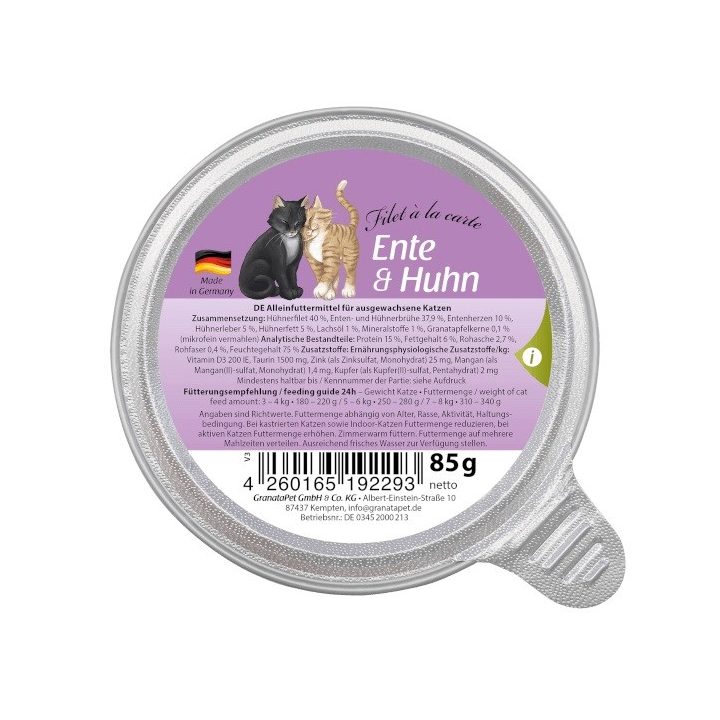 GRANATAPET Filet á la carte Duck with chicken - wet cat food - 85g