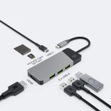GREEN CELL HUB USB-C ADAPTER GC CONNECT 7W1 (3XUSB 3.1 HDMI 4K 60HZ USB-C PD 85W MICROSD/SD)
