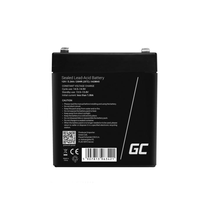 Green Cell AGM45 UPS battery Sealed Lead Acid (VRLA) 12 V 5 3 Ah