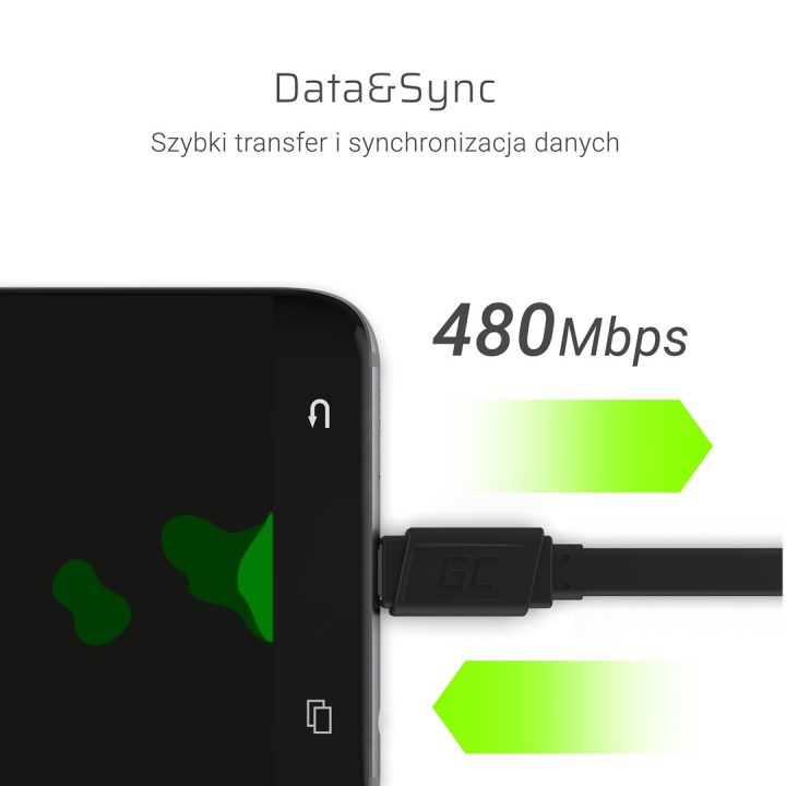 Green Cell KABGC03 USB cable 0.25 m USB A USB C 0.48 Gbit/s Black