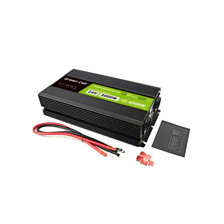 Green Cell Przetwornica napicia PowerInverter LCD 24 V 3000W/60000W Przetwornica samochodowa z wywietlaczem - czysty sinus power