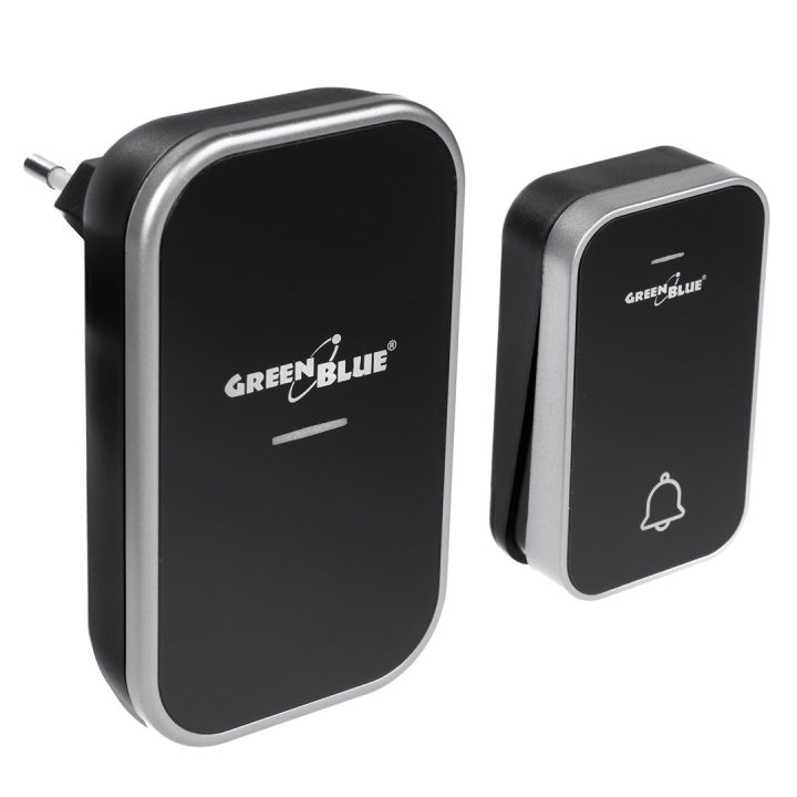 GreenBlue GB157 B Kinetic Battery-free Wireless Dorr Bell Melodies Black Range up to 200m IP44