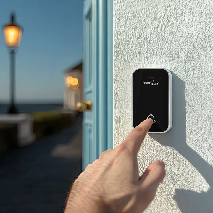 GreenBlue GB157 B Kinetic Battery-free Wireless Dorr Bell Melodies Black Range up to 200m IP44
