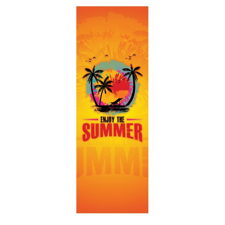 GreenBlue GB183 Classic Beech Deck Chair with Enjoy The Summer Print