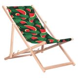 GreenBlue GB183 Classic Beech Deck Chair with Watermelon Print