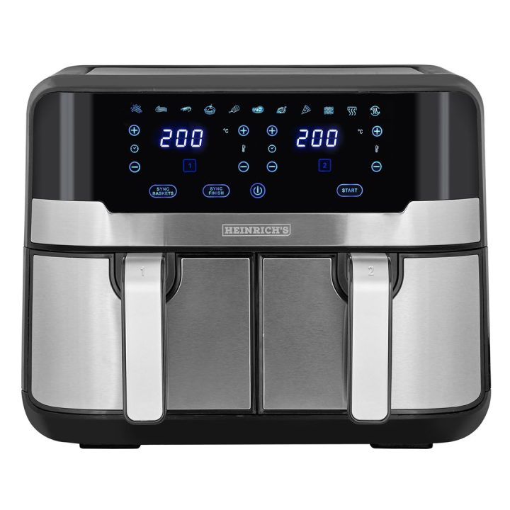 Heinrich‘’s HFR 8214 Double hot air fryer 2 x 4.5 l 9.0 l 1300-2400 W Black - Silver