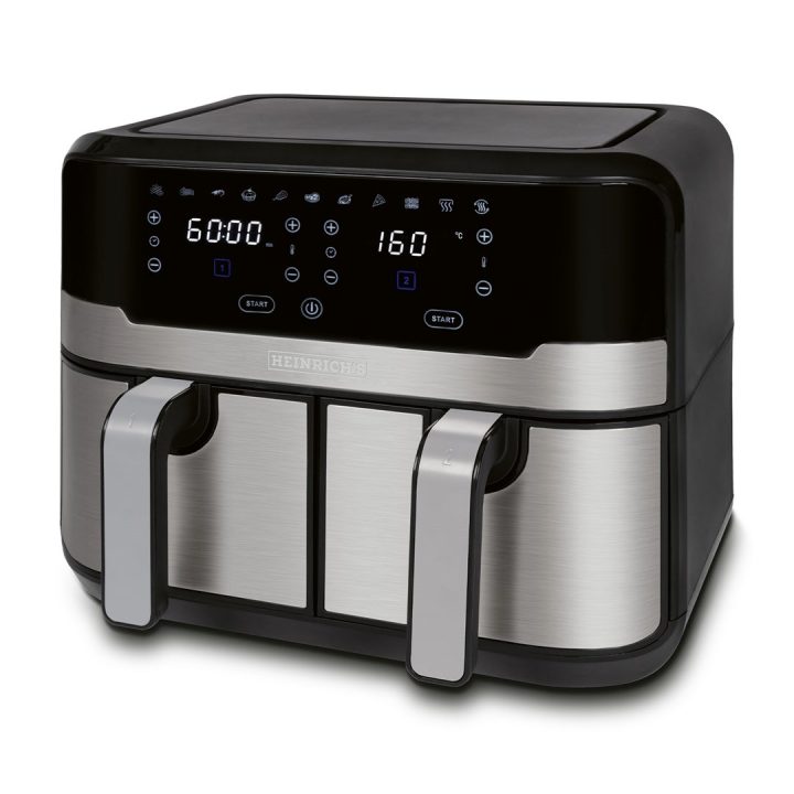 Heinrich‘’s HFR 8214 Double hot air fryer 2 x 4.5 l 9.0 l 1300-2400 W Black - Silver