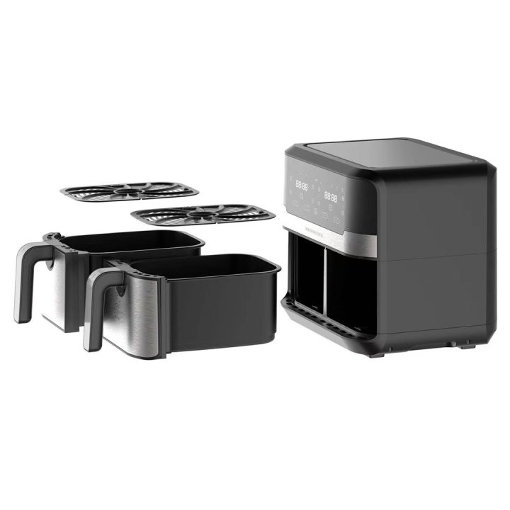 Heinrich‘’s HFR 8214 Double hot air fryer 2 x 4.5 l 9.0 l 1300-2400 W Black - Silver
