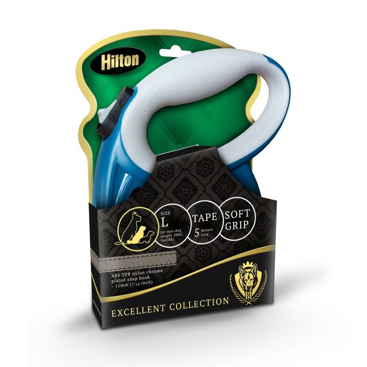 HILTON Smart dog L (30kg) - retractable leash - navy-grey - 5 m