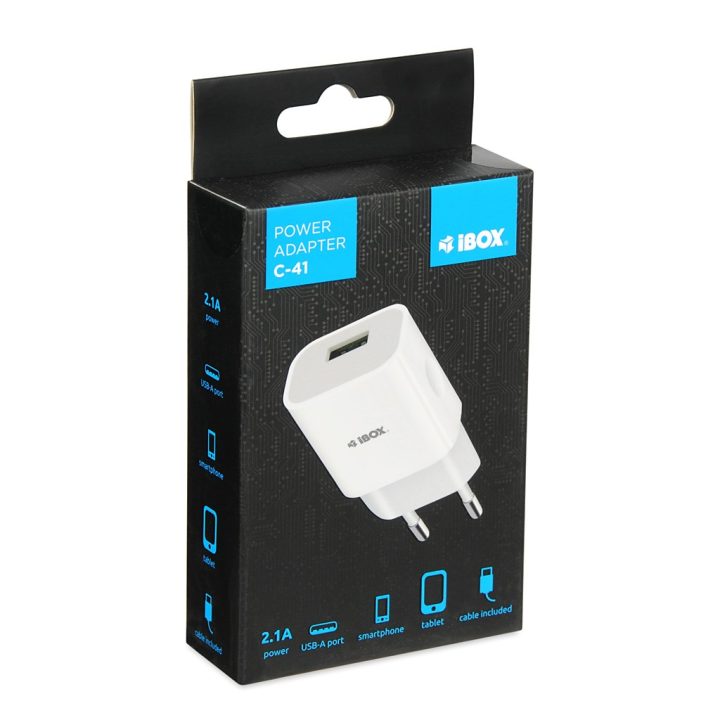 Power charger iBOX C-41 USB 2A 1 USB port microUSB cable White
