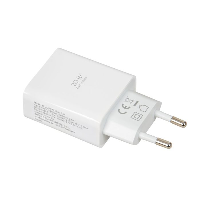 Wall charger iBOX C-36 GaN PD20W white