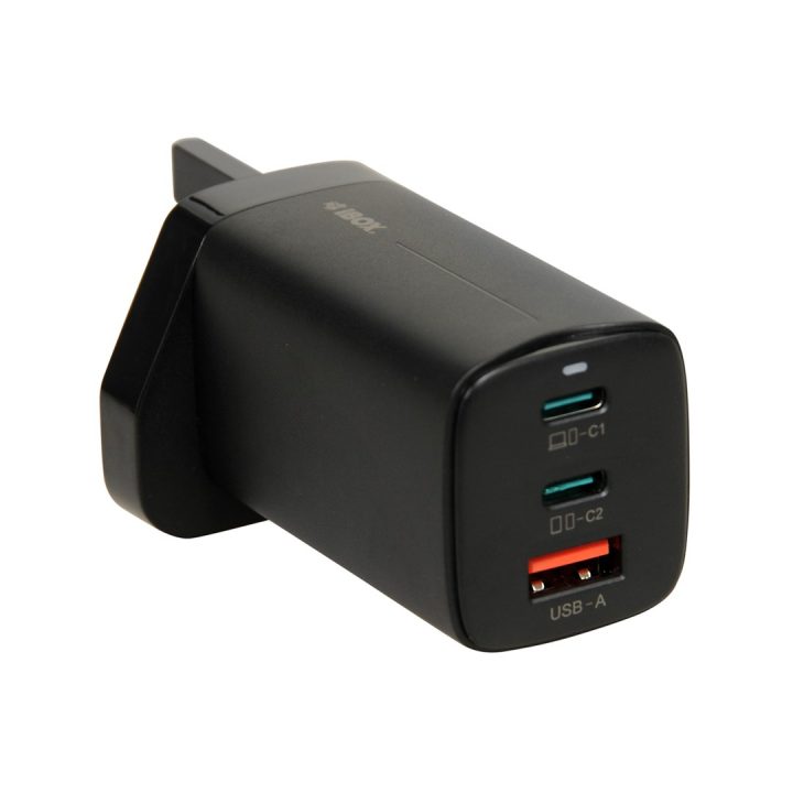 iBOX C-65 Black GaN 65W universal charger UK plug