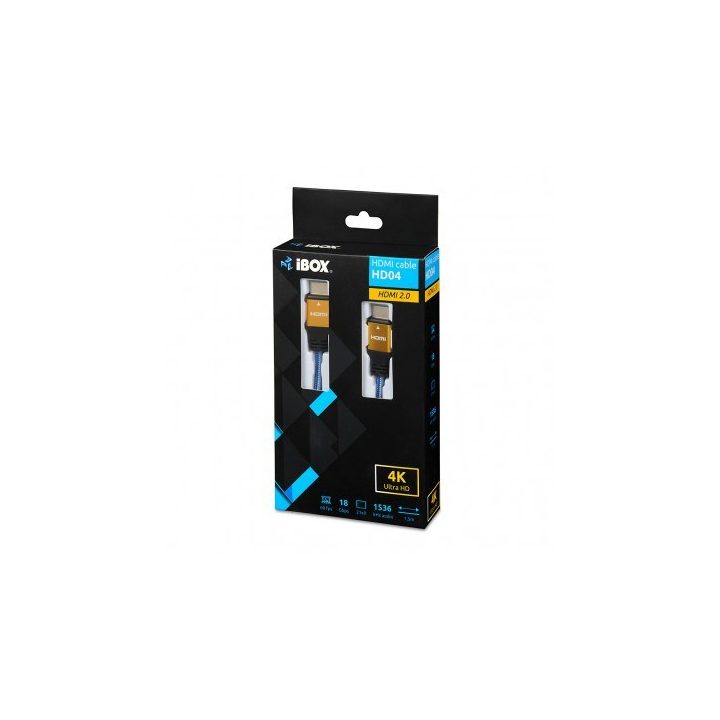 iBox ITVFHD04 HDMI cable 1.5 m HDMI Type A (Standard) Black Blue Gold
