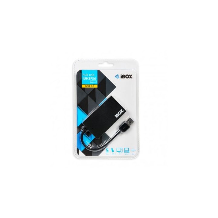 iBox IUH3F56 interface hub USB 3.2 Gen 1 (3.1 Gen 1) Type-A 5000 Mbit/s Black