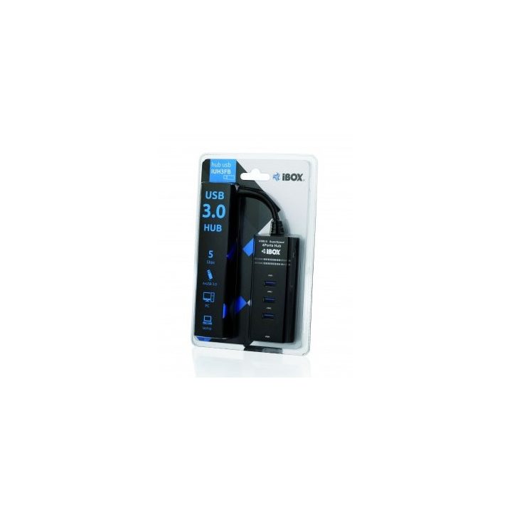 iBox IUH3FB interface hub 5000 Mbit/s Black