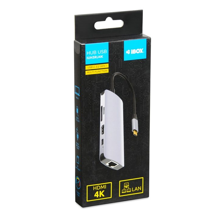 iBox IUH3RJ4K interface hub USB Type-C 5000 Mbit/s Silver