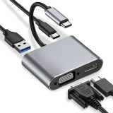 iBox IUHCHDVGA USB Type-C Hub 4-in-1 USB 3.0 + PD 100W + HDMI 4K 30Hz + VGA Full HD
