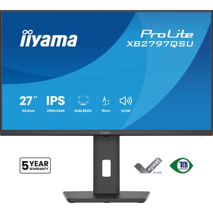 iiyama ProLite XB2797QSU-B1 computer monitor 68.6 cm (27 ) 2560 x 1440 pixels Quad HD LED Black