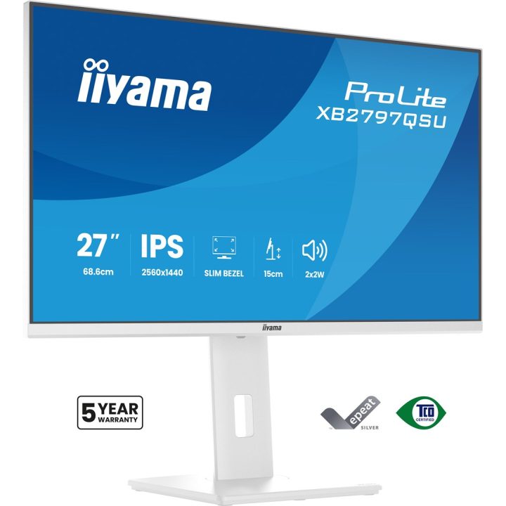 iiyama ProLite XB2797QSU-W1 computer monitor 68.6 cm (27 ) 2560 x 1440 pixels Quad HD LED White