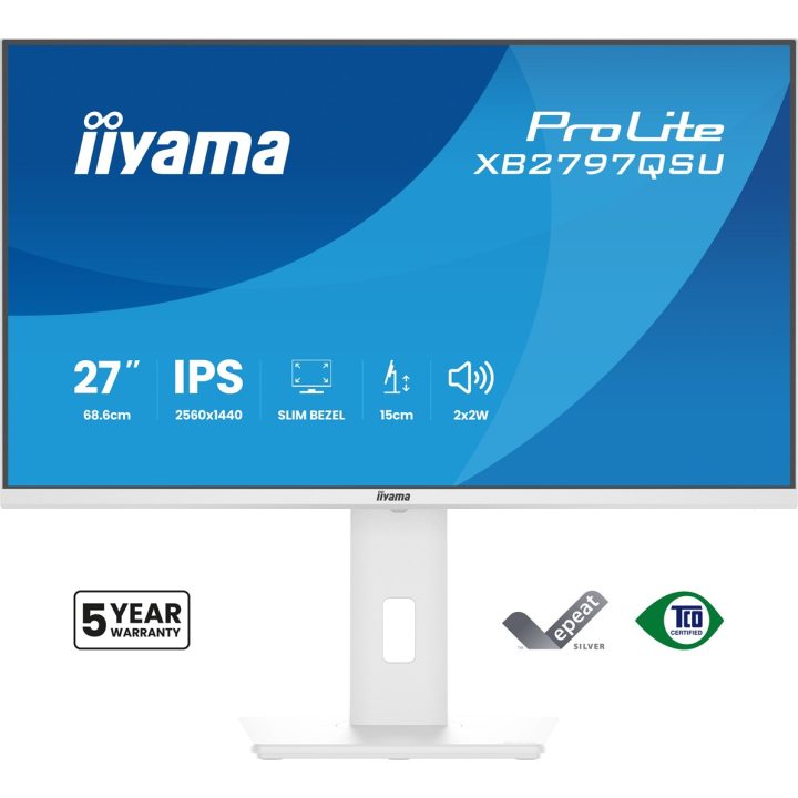 iiyama ProLite XB2797QSU-W1 computer monitor 68.6 cm (27 ) 2560 x 1440 pixels Quad HD LED White