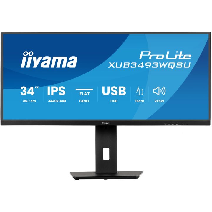 iiyama ProLite XUB3493WQSU-B6 computer monitor 86.4 cm (34 ) 3440 x 1440 pixels UltraWide Quad HD LED Black